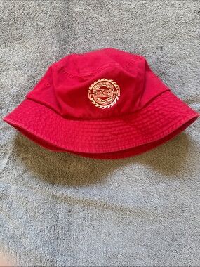 Red Bucket Hat with Embroidered Logo